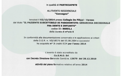 il paziente suscettibie di parodontite: gerarchia decisionale fra dente e impianto