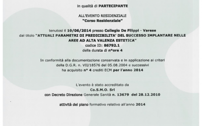 attuali parametri di predicibilità del successo implantare nelle aree ad alta valenza estetica